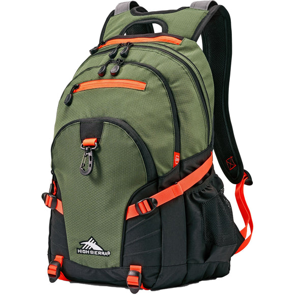 High Sierra Loop Daypack Backpack - FOREST GREEN/ELCTRC ORNG