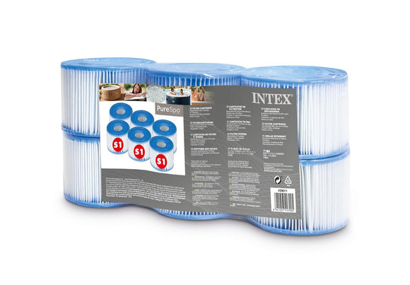 Intex 29011E Type S1 Easy Set Pool Filter Replacement Cartridges (6 Filters)